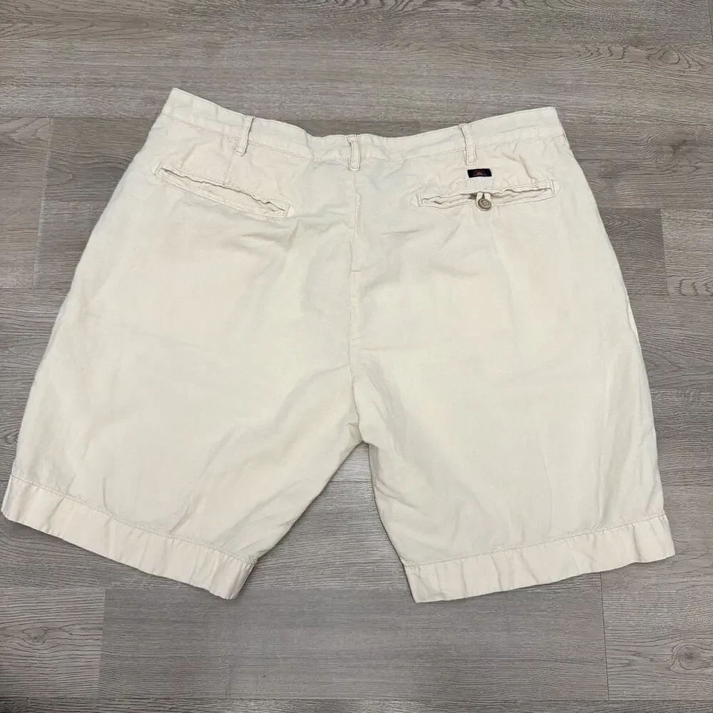 Faherty Malibu Shorts Mens 36 Linen Cotton‎ Tan Stone Casual Beach Chino